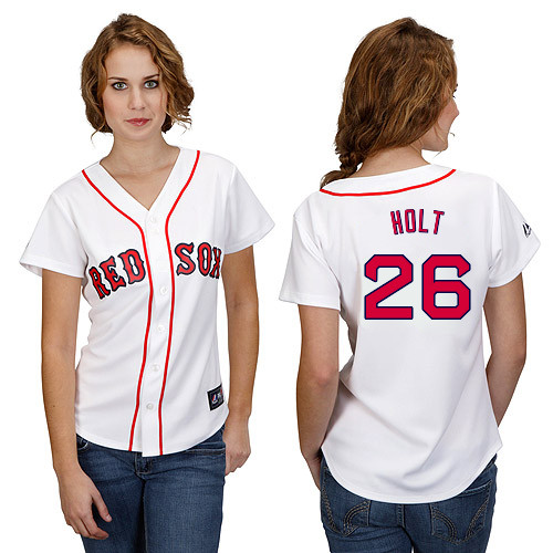Brock Holt #26 mlb Jersey-Boston Red Sox Women's Authentic Home White Cool Base Baseball Jersey